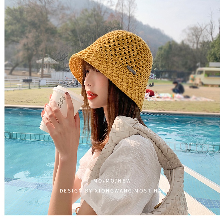 Mũ Bucket Dệt Kim Hở Lỗ Phong Cách Hàn Quốc Thời Trang Xuân Hè Cho Nữ