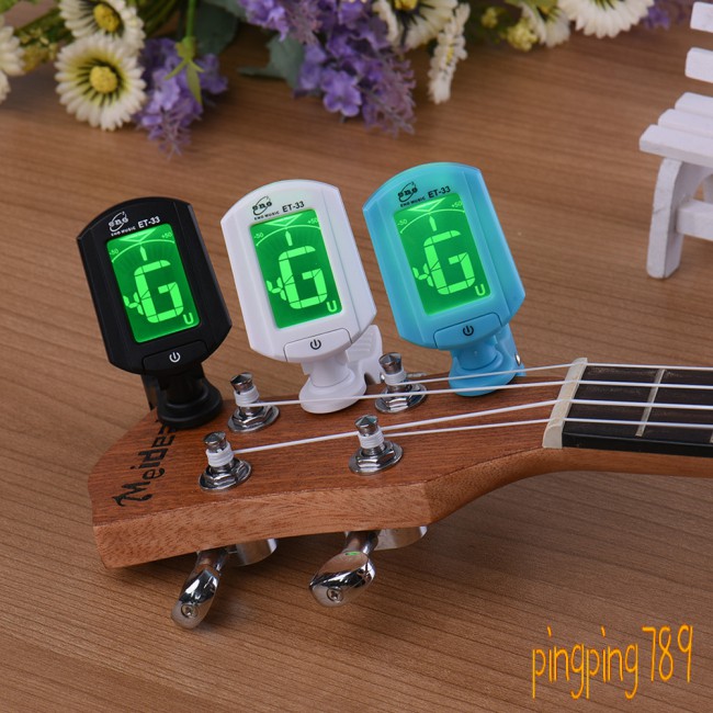 ★ ENO ET-33 Mini Clip-on Guitar Tuner Digital LCD Chromatic Guitar Bass Violin Ukulele Chromatic Bass Violin Tuner