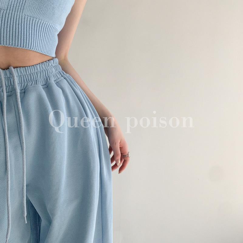 Quần dài ống rộng lưng cao phối dây rút thời trang dành cho nữ