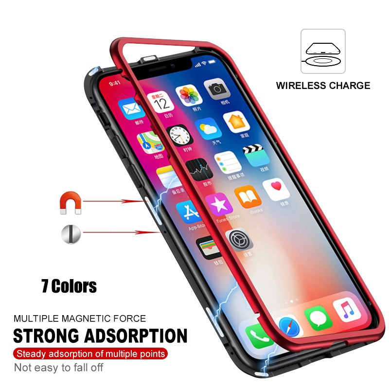 Ốp lưng kính nam châm khung kim loại cho iPhone 12 X 7 8 6 6S Plus XR XS MAX | BigBuy360 - bigbuy360.vn