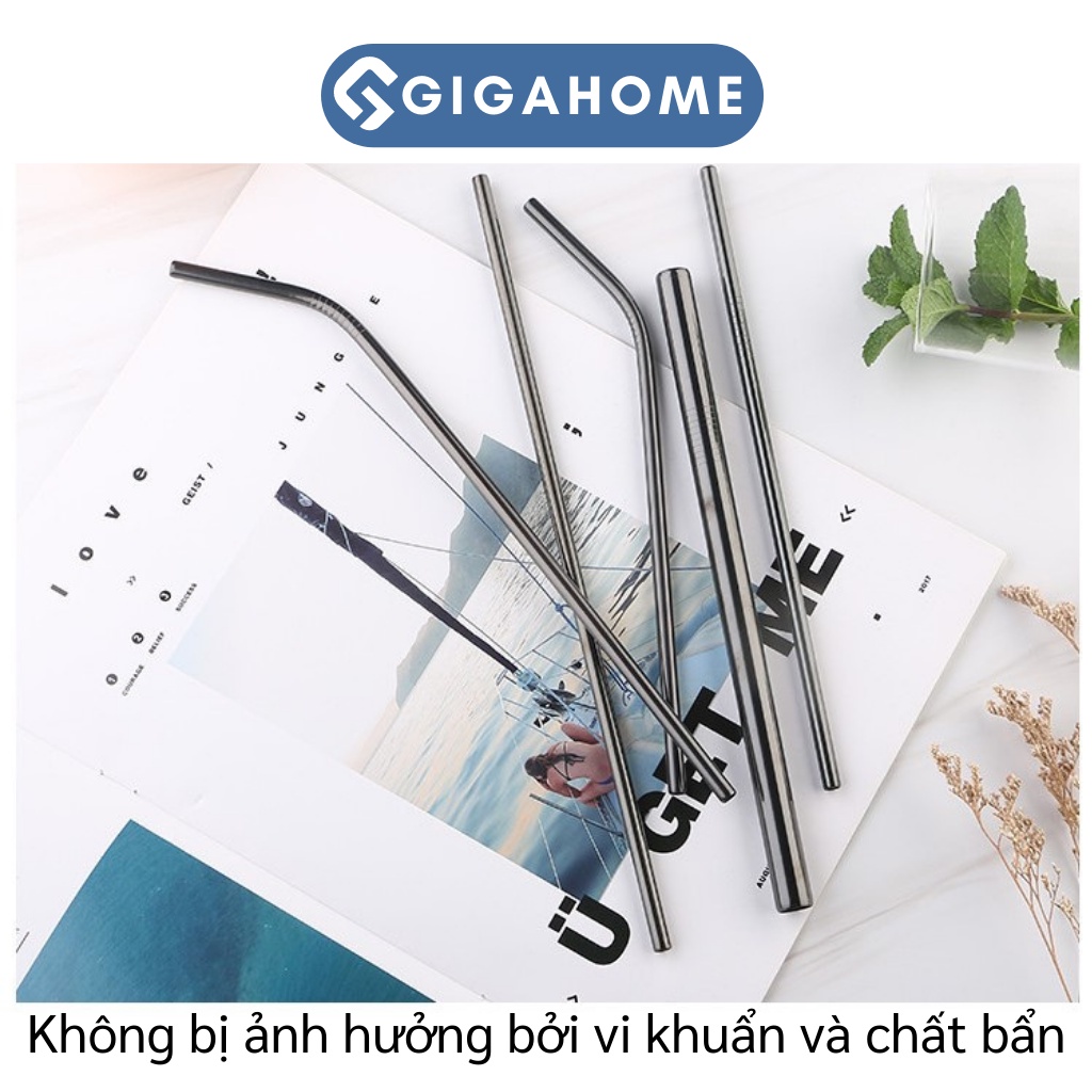 Bộ 5 Món Ống Hút Kim Loại Đủ Size Kèm Cọ Rửa Và Hộp Đựng Tiện Lợi GIGAHOME 7828