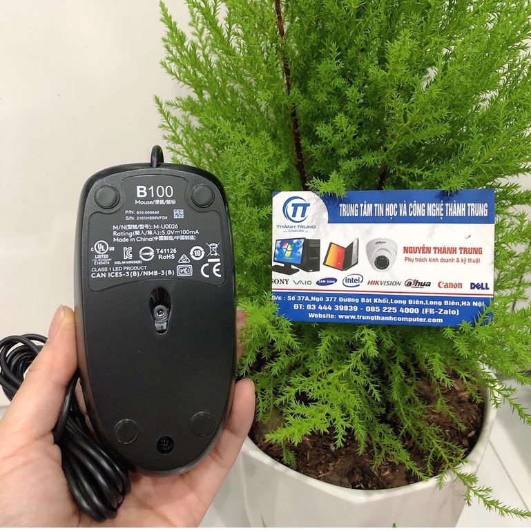 Chuột máy tính có dây USB Logitech B100 (Đen) - Hàng Chính hãng Bảo hành 36 tháng