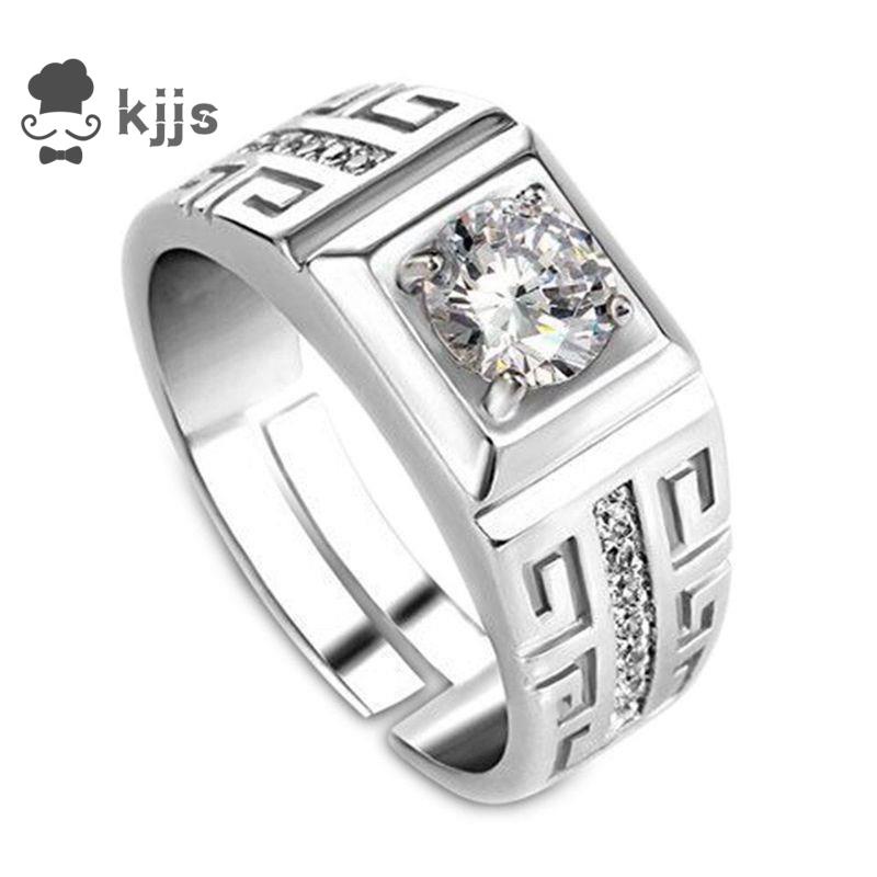 1 Nhẫn Mở Đính Kim Cương Pha Lê Thanh Lịch Có Thể Điều Chỉnh Cho Nam
