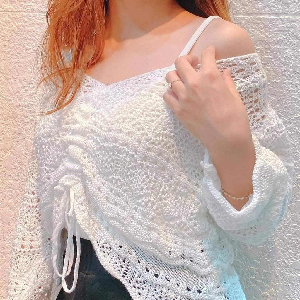 PASS Croptop len móc rút dây xinh yêu