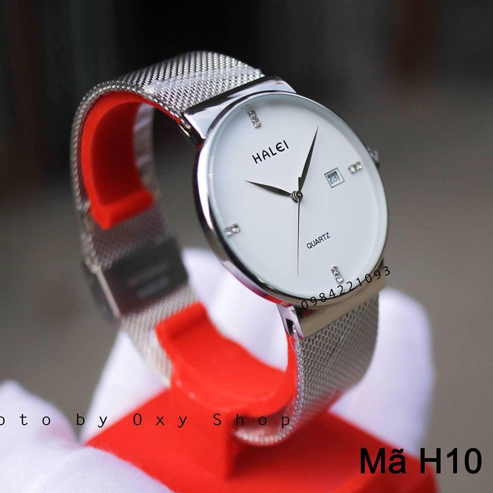 Đồng hồ nam Halei HL168 V6 dây xích lưới trắng đẹp đẽ thumbnail