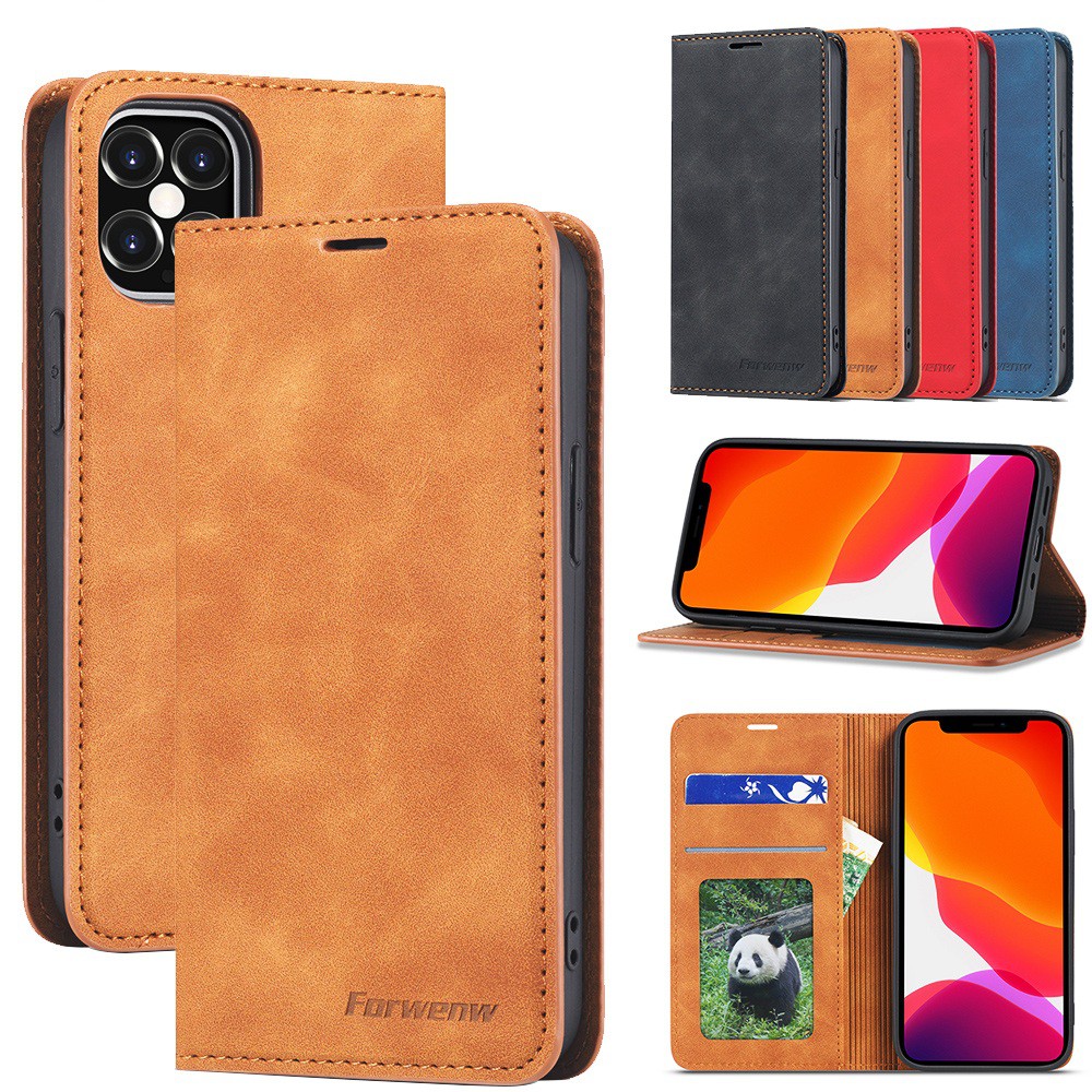 Bao Da Kiểu Ví Gập Có Giá Đỡ Nam Châm Cho Apple iPhone12 12 Pro Max iP12 Pro 12 Mini