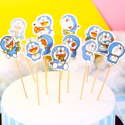 Set 12 que cắm Doremon - Phụ kiện trang trí bánh sinh nhật
