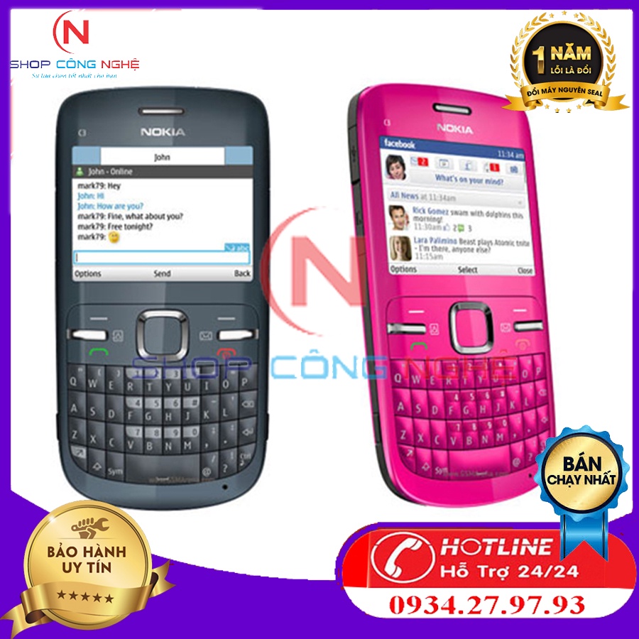 Điện thoại cổ Nokia C3-00 chính hãng MAIN ZIN PIN trâu thiết kế cực đẹp chắc chắn BẢO HÀNH 12 THA