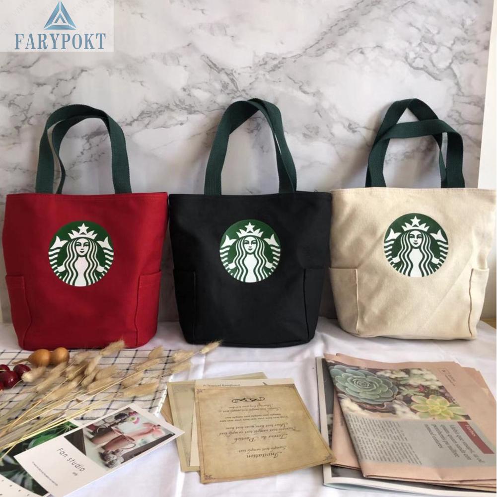 Túi đựng hộp cơm họa tiết Starbucks phong cách Nhật Bản chất liệu thân thiện với môi trường tiện dụng