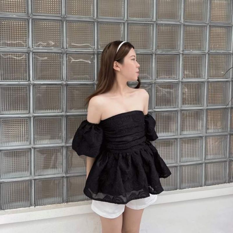 🌸🌸Áo trễ vai tơ hoa hồng mặc đc 2 kiểu xinhh lắmm lunn❤❤