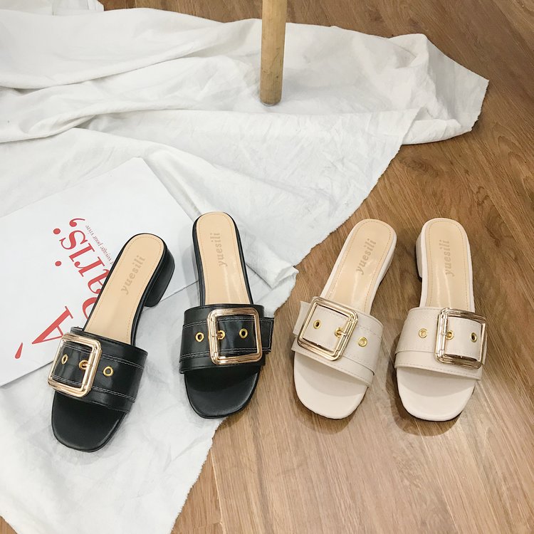 Xăng đan Nữ Đế Thấp Mũi Tròn Trang Trí Thời Trang