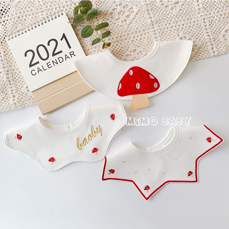 Set 3 yếm cổ tròn cotton cao cấp chống thấm nước phong cách hàn quốc Mimo Baby cho bé YC01