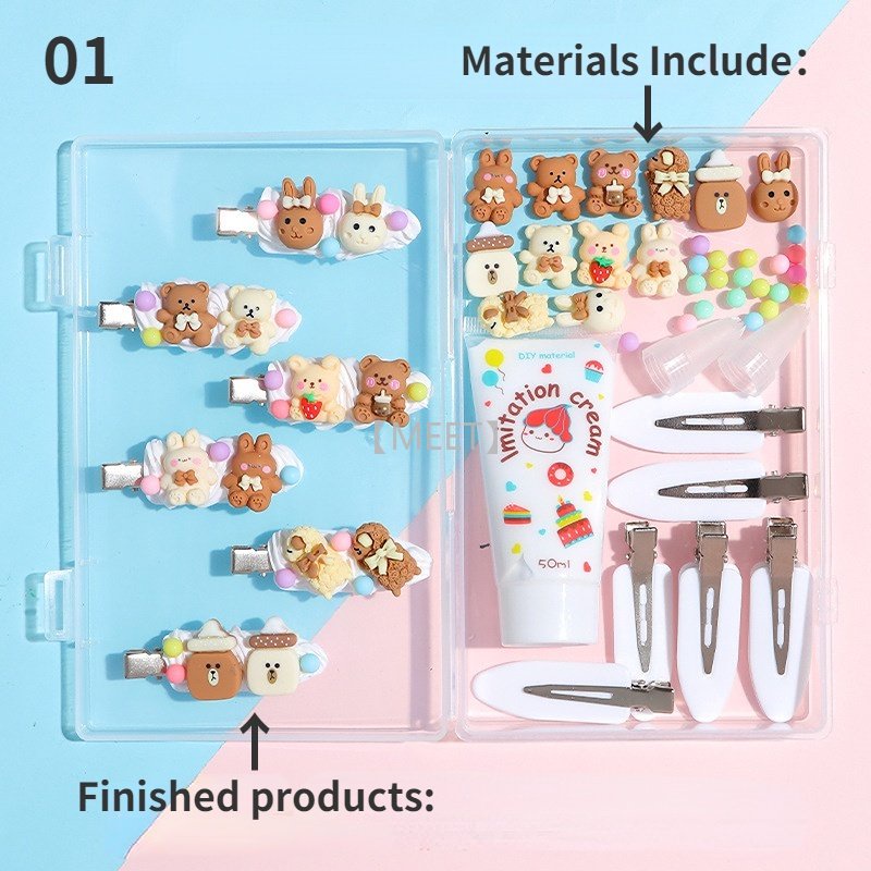 Bộ Phụ Kiện Làm Đồ Trang Sức/ Kẹp Tóc/ Kẹp Tóc Hình Búp Bê Hoạt Hình DIY Bằng Nhựa Resin