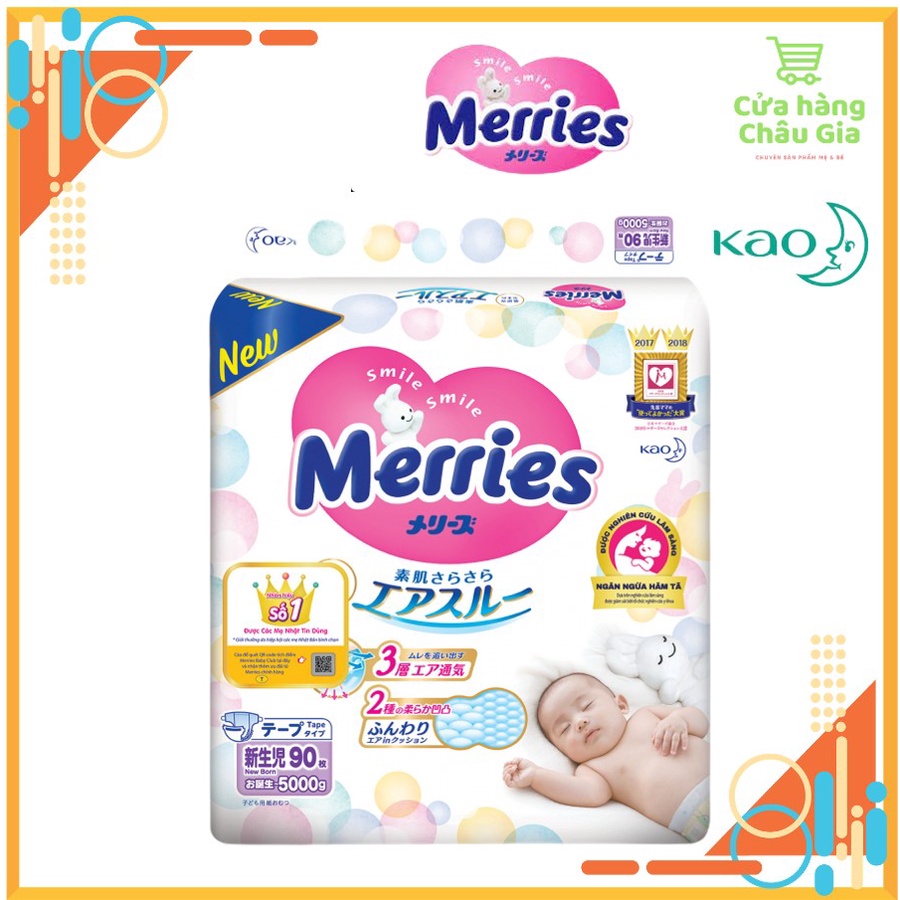 Tã/Bỉm DÁN Merries nội địa Nhật Size NB90/S82/M64/L54/XL44.