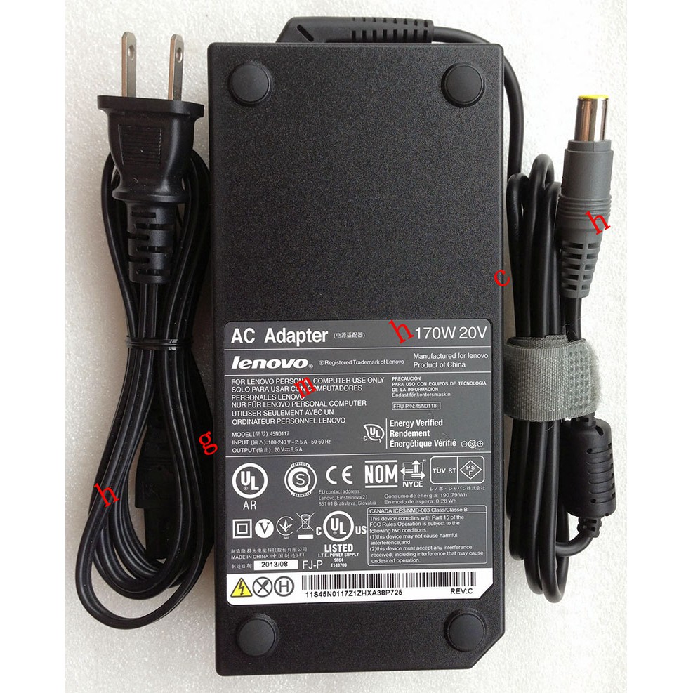 (ADAPTER) SẠC LAPTOP LENOVO 20V 8.5A (170W) (Tròn Kim) kích thước đầu ghim sạc 7.9 x 5.5 mm