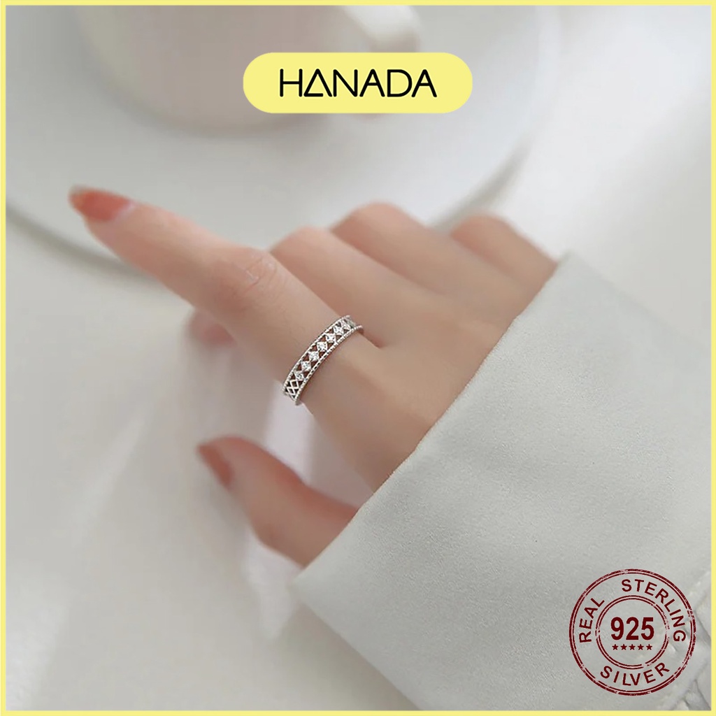 Nhẫn Nữ Bạc 925 Hanada Bản Dày Đá Thoi 0076 M6