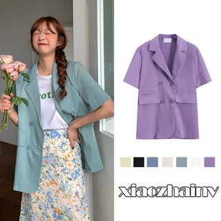 Pass áo Blazer tím pastel