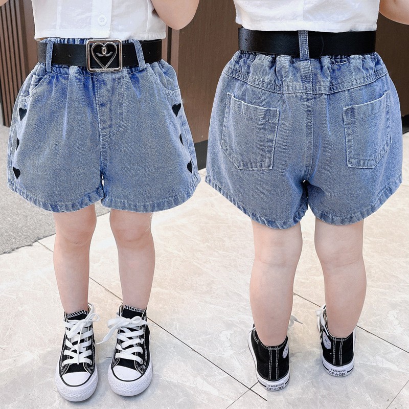 Quần Short Jeans Lưng Cao Thời Trang Cho Bé Gái