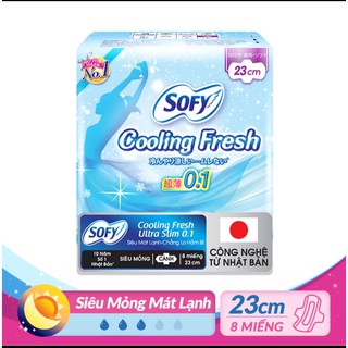 Lốc 6 gói Băng vệ sinh Sofy Cooling Fresh siêu mỏng cánh 23cm gói 8 miếng