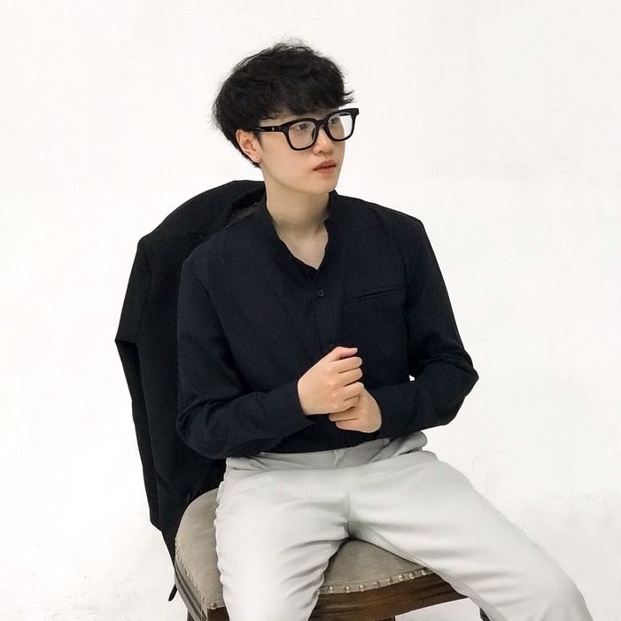 Áo sơmi đen cổ tàu thiết kế form cho TOMBOY SB TRANSGUY 🏳️‍🌈