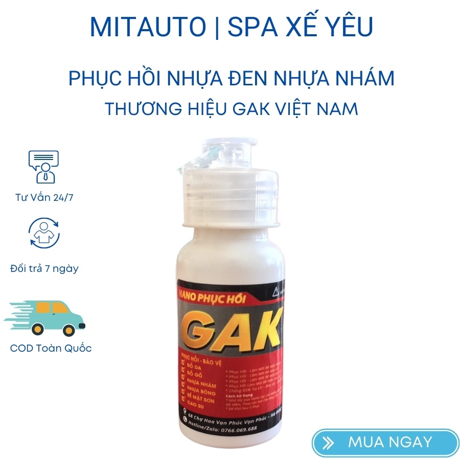 Phục hồi nhựa nhám đen nhựa bóng ô tô xe máy đánh bóng nội thất ô tô đánh bóng gỗ dưỡng nhựa nhám GAK Mitauto