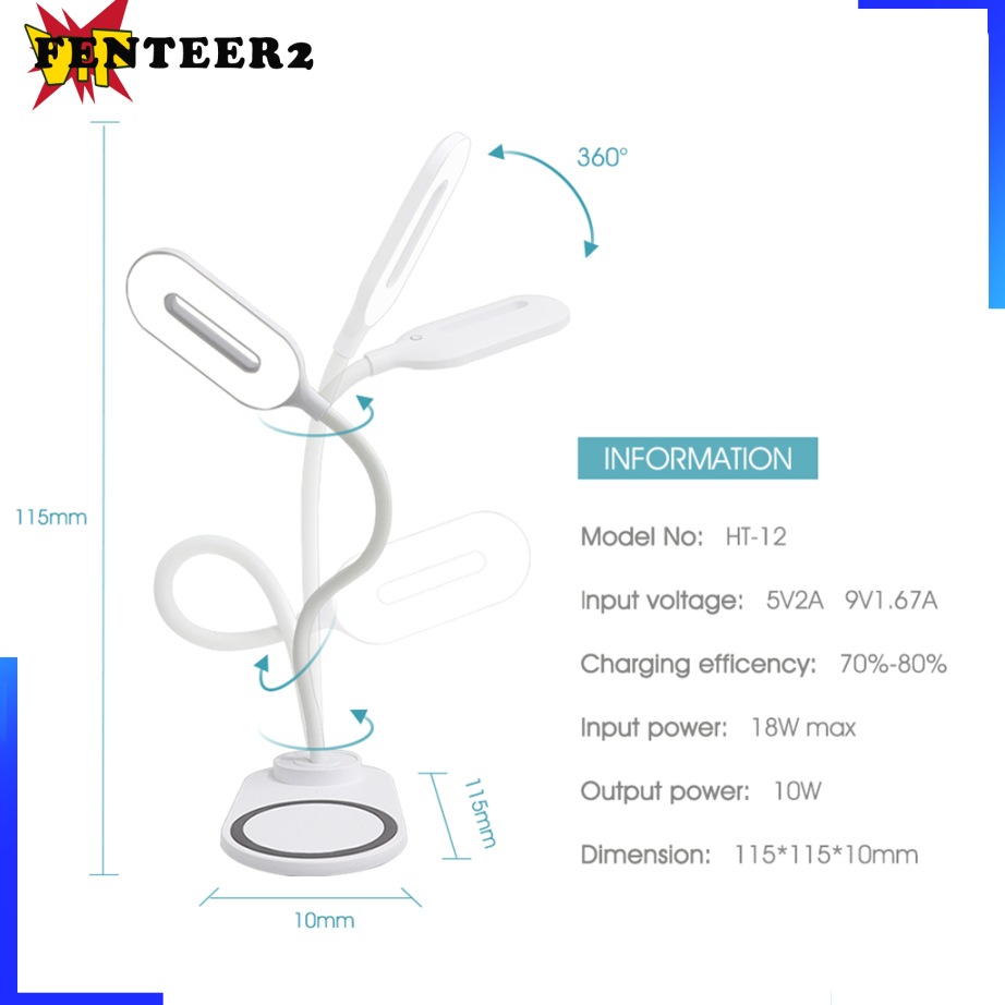 Đế Sạc Điện Thoại Không Dây Có Đèn Led Màu Trắng Fenteer2 3c