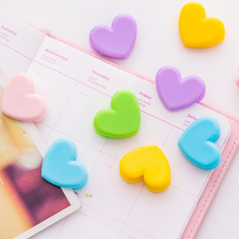 <Video Review> Kẹp Bướm Giữ Giấy Ghi Chú Tài Liệu Đánh Dấu Sách Đồ Dùng Văn Phòng Hình Trái Tim Cute Nhiều Màu D045