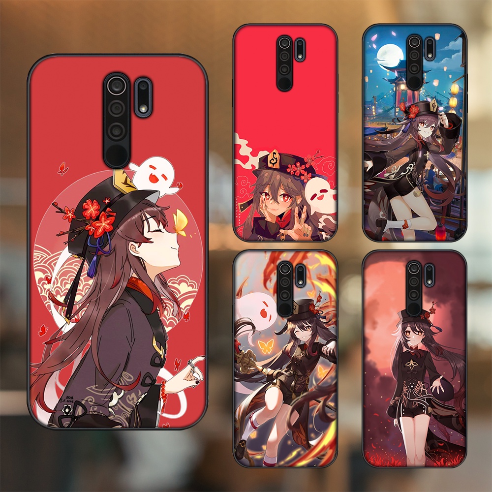 Ốp lưng Xiaomi Redmi 9 viền đen in hình Hutao Genshin Impact