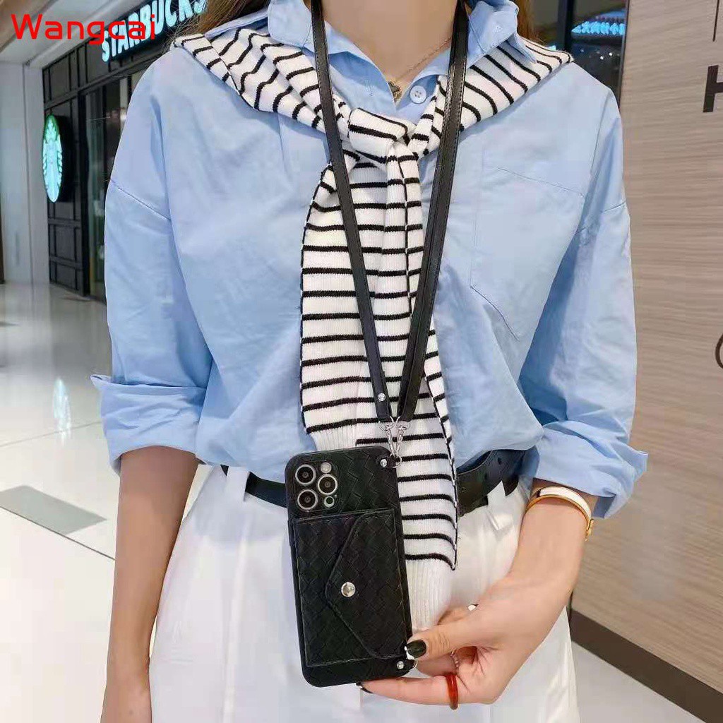 Ốp điện thoại dạng ví đeo đựng thẻ tiền màu cam/đen thích hợp cho iPhone 12 Mini 12 11 Pro Max XS Max XR X 7 8 6 6s Plus