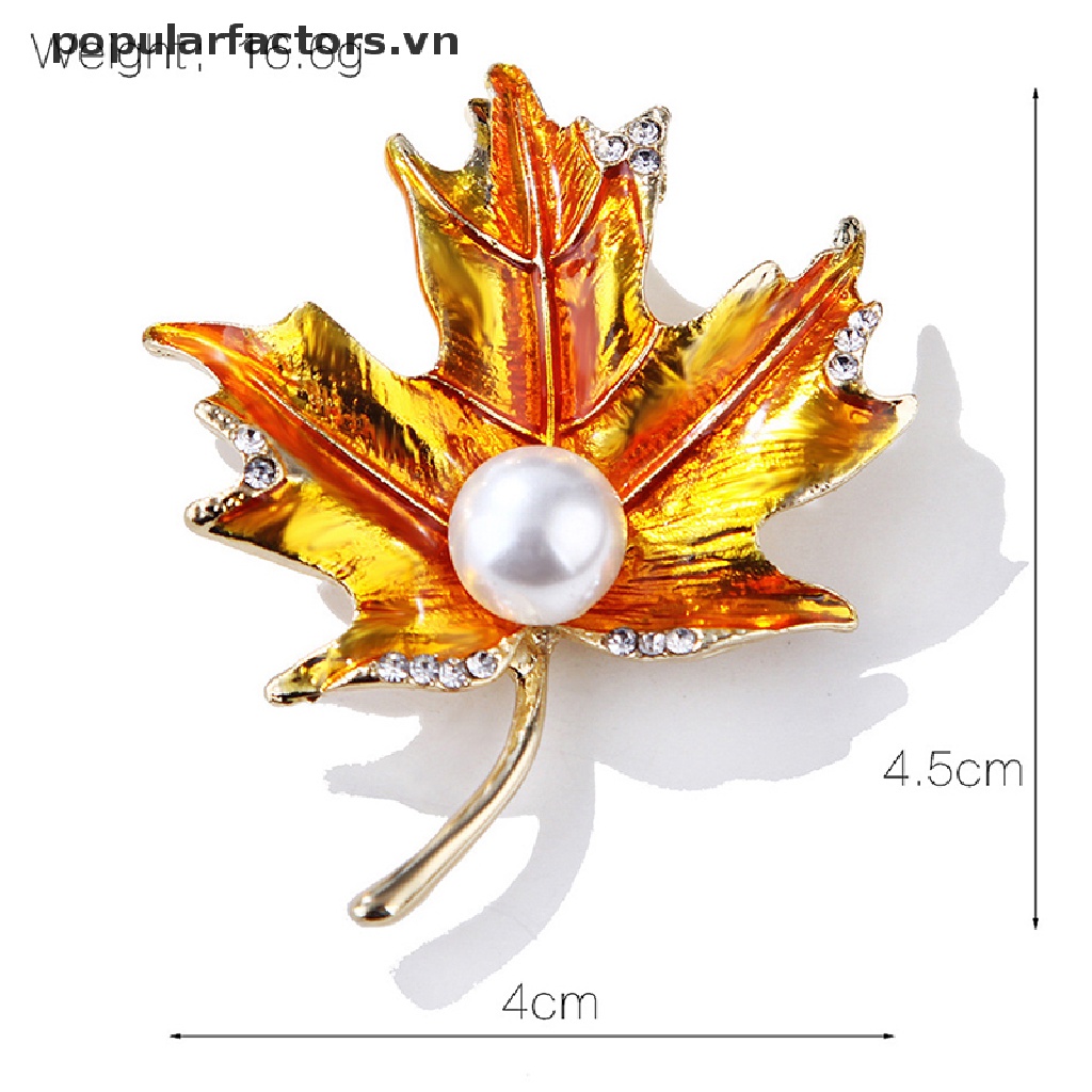 Ghim Cài Áo Hình Lá Phong Đính Ngọc Trai Nhân Tạo Thời Trang