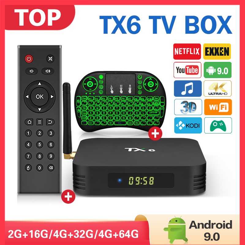 Tv Box Thông Minh Android 7.1 TX6 H6 Lõi Tứ 4K HDR RAM 4GB ROM 32GB Android 7.1 Dual WiFi 5G Và Phụ Kiện