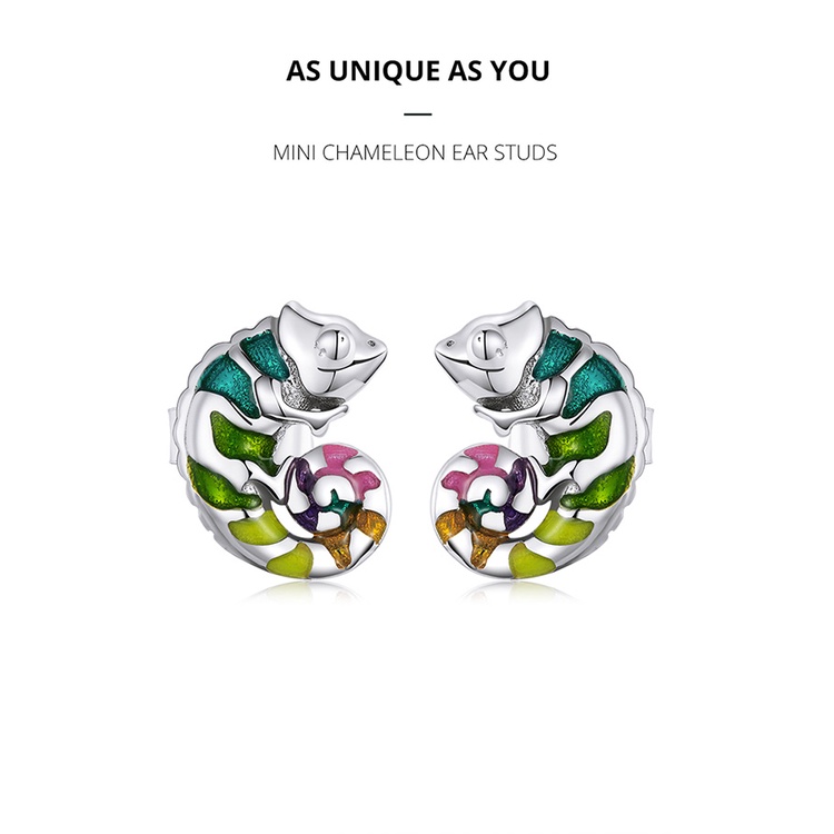 Đôi bông tai BAMOER bse587 bằng bạc 925 hình tắc kè hoa thời trang cho nữ