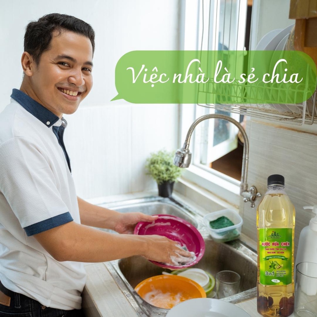 Nước Rửa Chén Bồ Hòn Nha Đam Sả 1000ml