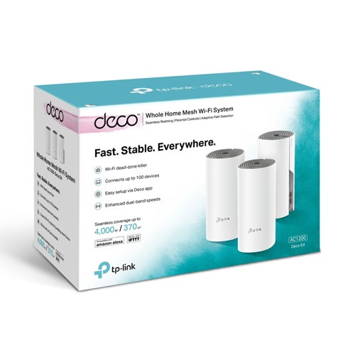 Bộ phát wifi TP-Link / Hệ Thống Wi-Fi Mesh TP-LINK AC1200 Deco E4 (3-Pack) cao cấp - Hàng chính hãng