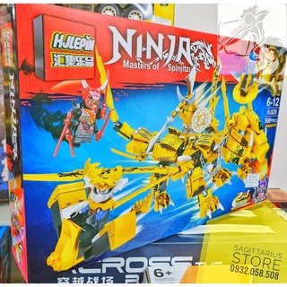 LEGO HJLEPIN lắp ráp ROBO RỒNG SAMURAI 2 IN 1 ( Vàng ) 508 Mảnh