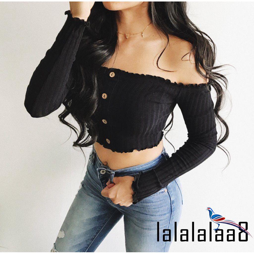 Áo crop top dài tay kiểu dáng trẻ trung quyến rũ dành cho nữ