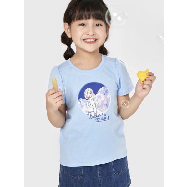 Áo phông bé gái Canifa chất liệu cotton hoạ tiết Elsa cho bé 2 tuổi