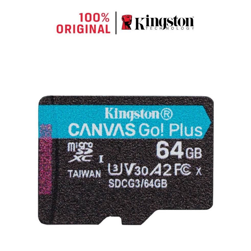 Thẻ nhớ Kingston Canvas Go Plus MicroSD 64GB cho thiết bị di động Android, camera, flycam và sản xuất video 4K SDCG3/64G | BigBuy360 - bigbuy360.vn