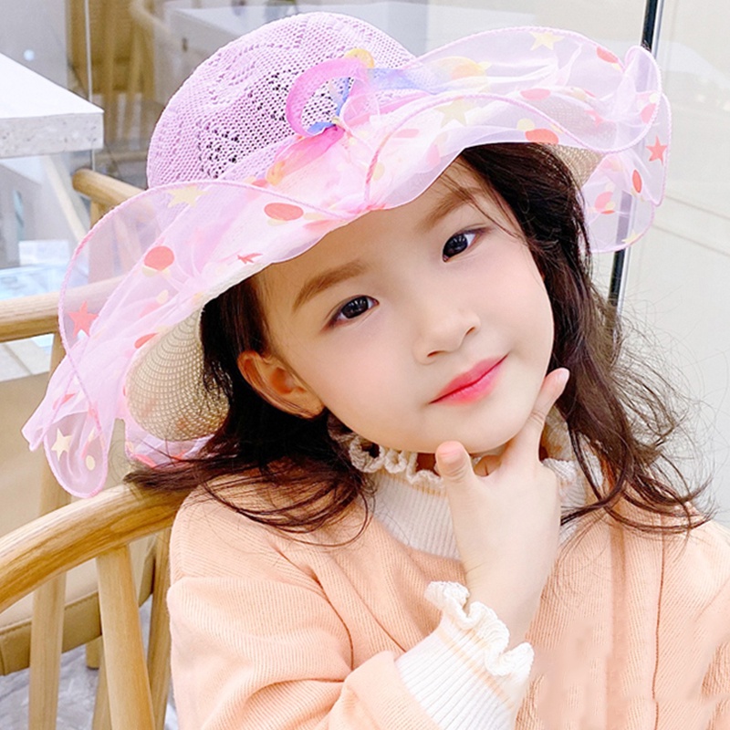 Nón Rộng Vành Đính Hoa Dễ Thương Cho Bé