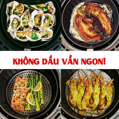 Nồi chiên không dầu MKMAOKE - Noi chien khong dau - CÓ HÌNH THẬT- Dung tích 8L - Nắp kính - Nồi chiên điện tử