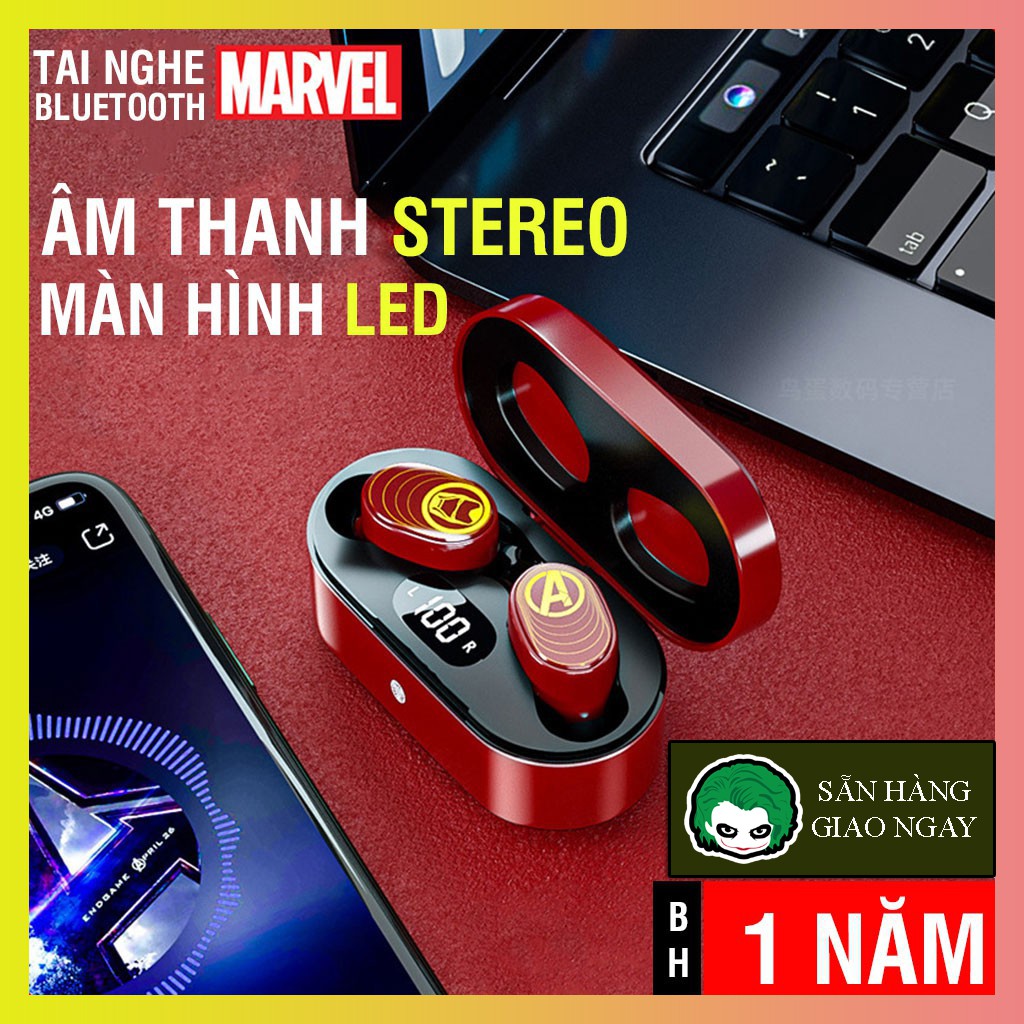 【CỰC HOT】Tai nghe Bluetooth Tai nghe không dây LED Marvel Avengers Iron Man-Người nhện-Captain America
