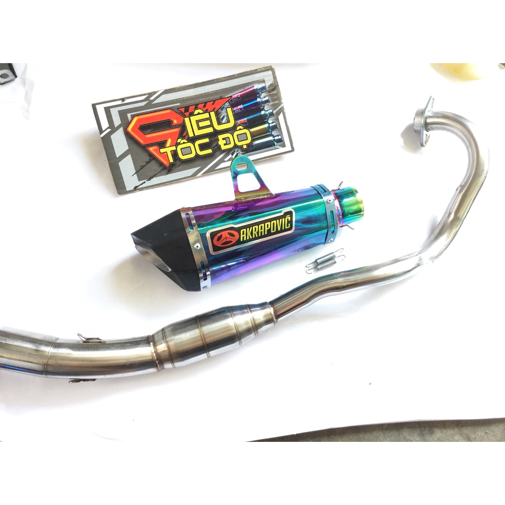 Bộ pô akapovic 7 MÀU full cổ bầu hơi inox exciter, winer, sonic, raider, satria, gsx, tfx, fz, cbr, r15,...