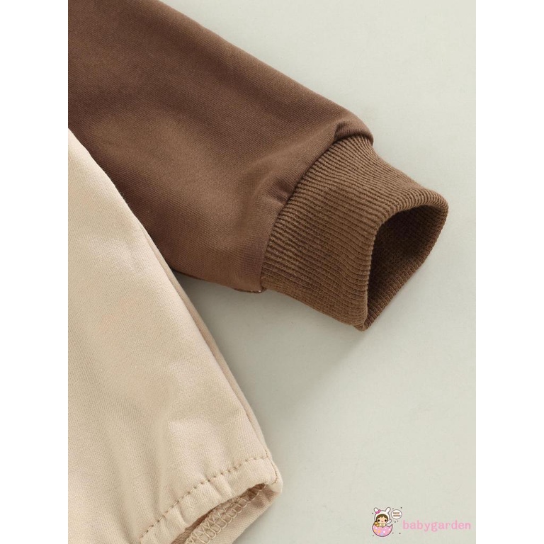 Áo Liền Quần Tay Dài Cổ Tròn In Hình Gấu Hoạt Hình Dành Cho Bé 0-18 Tháng Tuổi