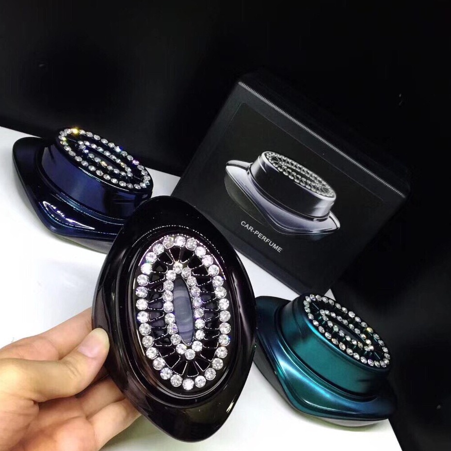 Nước Hoa Ô Tô Đính Đá Car Perfume - Mùi Thơm Mát, Nước Hoa Trang Trí Taplo Xe Hơi Cao Cấp - Mẫu Nắp Oval