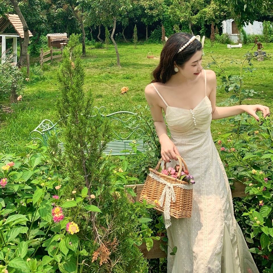 Đầm Hai Dây Dáng Dài Phong Cách Pháp Ngọt Ngào Thời Trang Mùa Hè Hàng Mới Dành Cho Bạn Nữ 2022