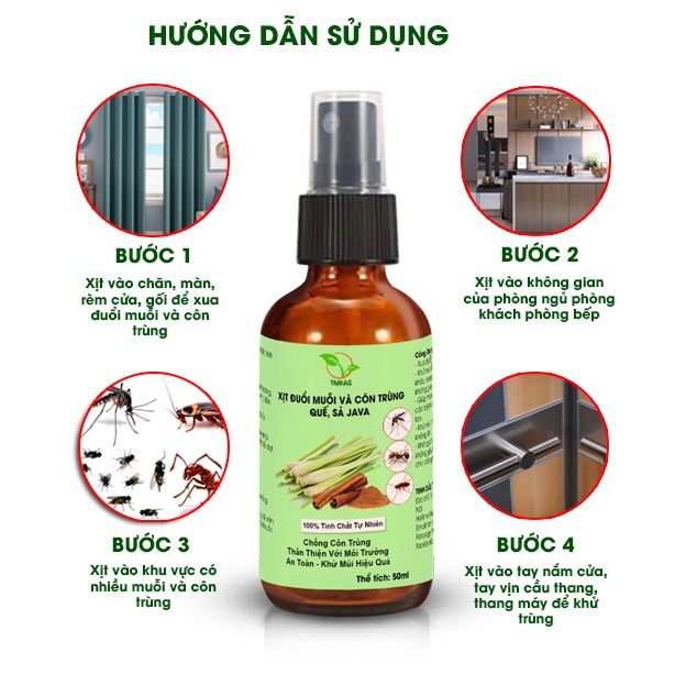 Combo 3 Chai Xịt Phòng TAMAS 50ml Hương Quế Sả, Sả Chanh, Bạc Hà Giúp Khử Mùi, Thư Giãn, Đuổi Muỗi Và Côn Trùng Hiệu Quả