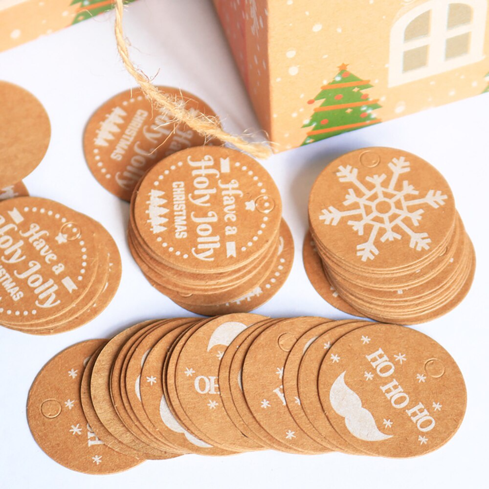 Set 50 thẻ giấy kèm dây treo dùng để trang trí giáng sinh
