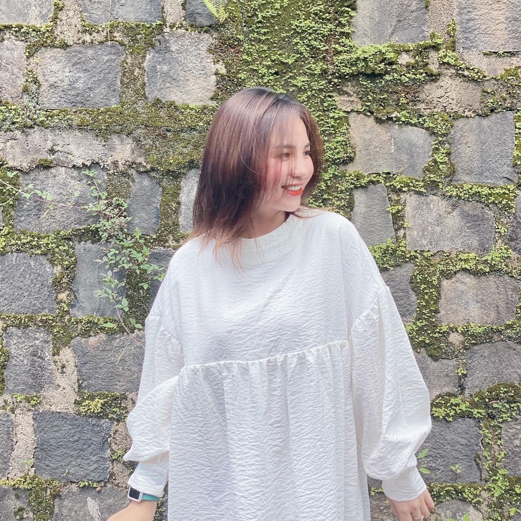 [Mã WABR0101 giảm 10% đơn 99K] Đầm nữ babydoll tay dài GUMAC màu trắng freesize DB5103 | BigBuy360 - bigbuy360.vn