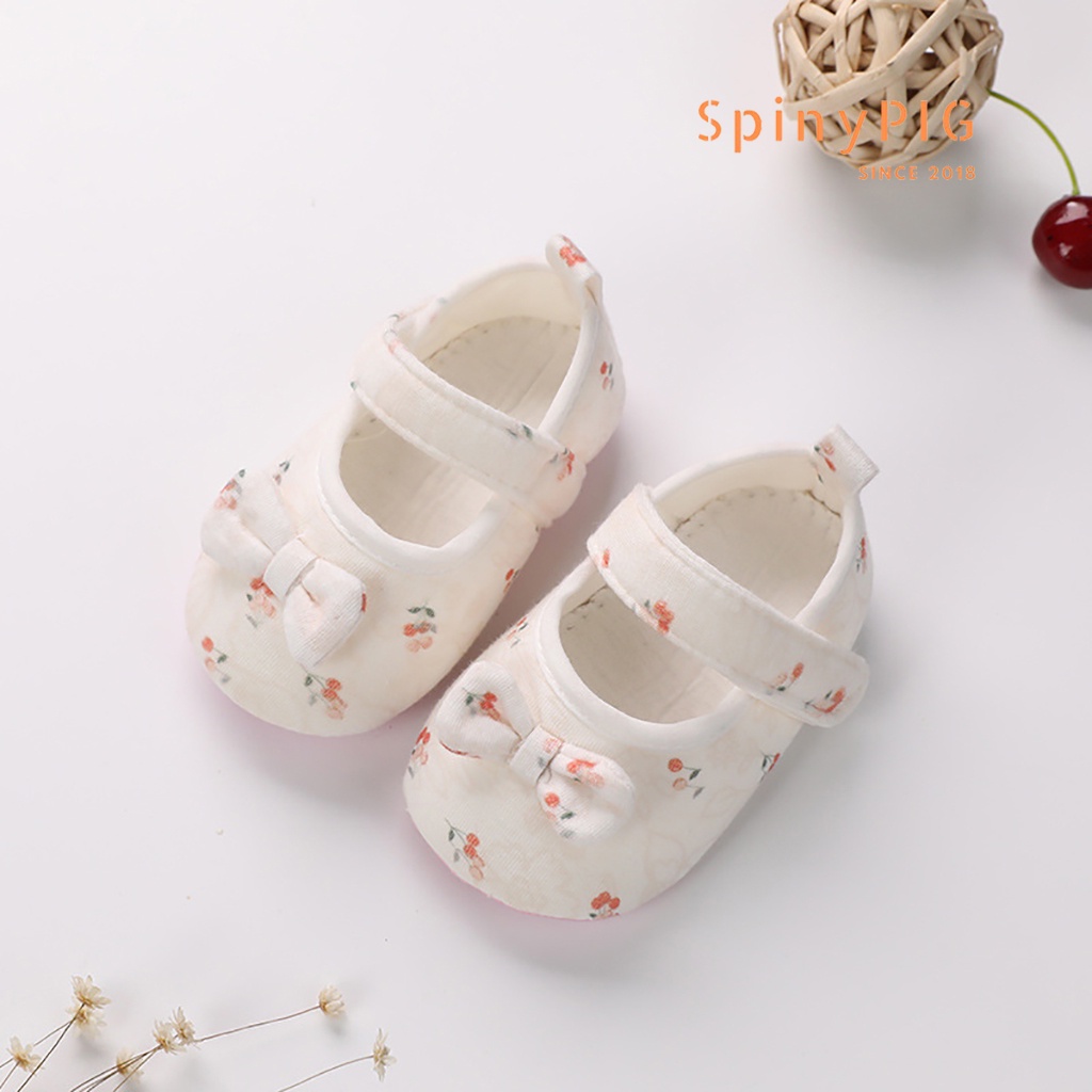 Giày tập đi cho bé gái 0-18 tháng tuổi chất liệu cotton cực xinh giúp chống trơn trượt