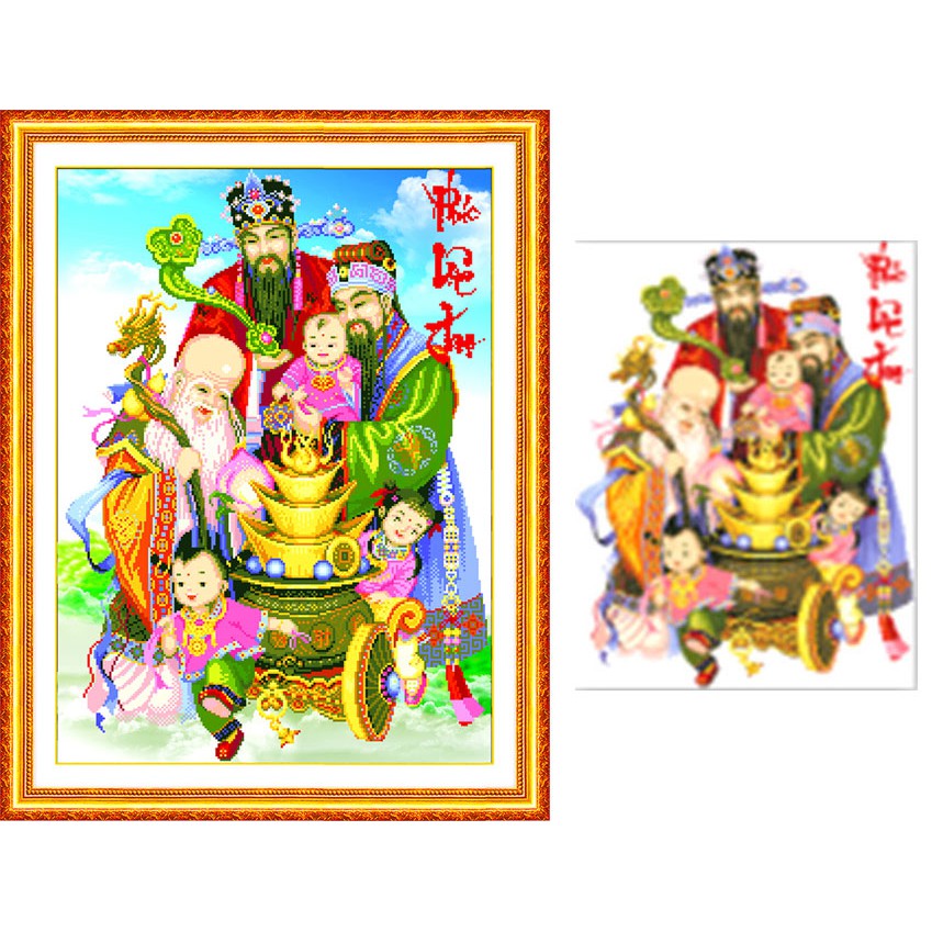 Tranh đính đá H2014 - Tam tiên: Phúc-Lộc-Thọ